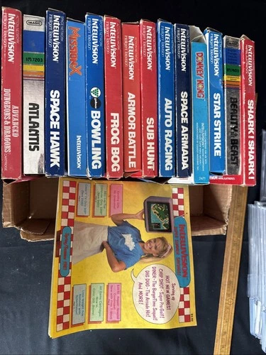 Intellivision Game Cartridges Lot Of 14 Untested AD&D Shark Shark Donkey Kong ++