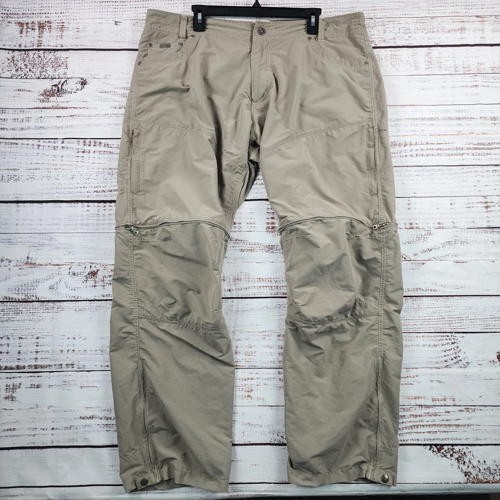 KUHL Liberator Convertible Stealth Zip-Off Men's Hiking Pants 40x30 Khaki Tan