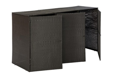 MX Mülltonnenabdeckung 3er braun Polyrattan Mülltonnenverkleidung Mülltonne - Bild 2 von 4