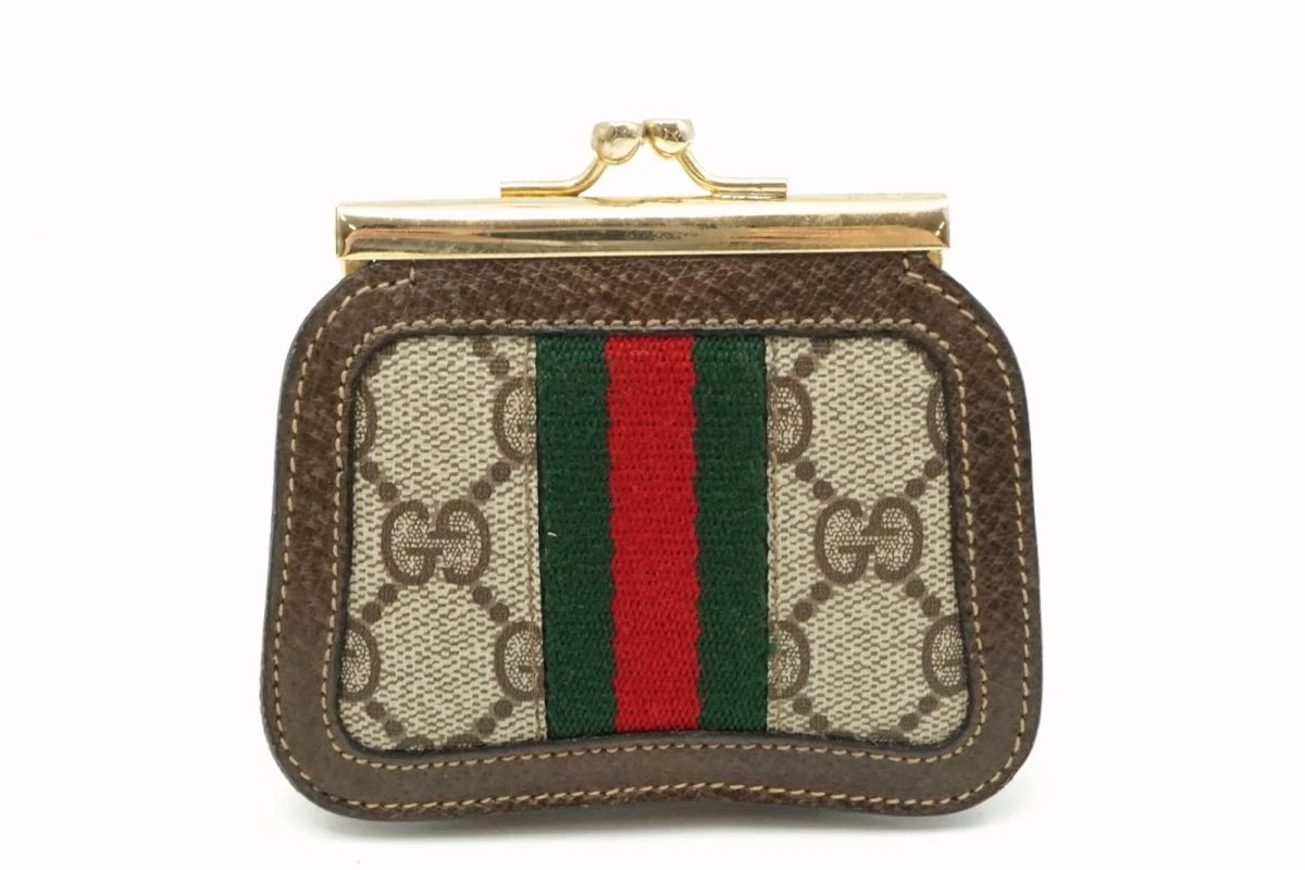 Old Gucci Accessoire Collection Pièce Étui Portefeuille Shelly Gg Grande Marron