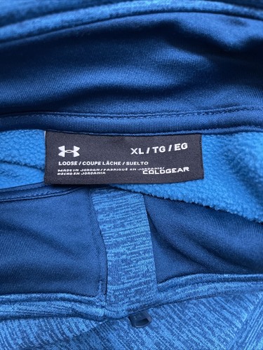Felpa pullover uomo Under Armour aderente sciolta cerniera 1/4 taglia EUC XL blu - Foto 7 di 8