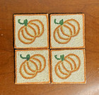 4 Beaded Fall Thanksgiving Pumpkin Coasters set Bead square 4"x4"