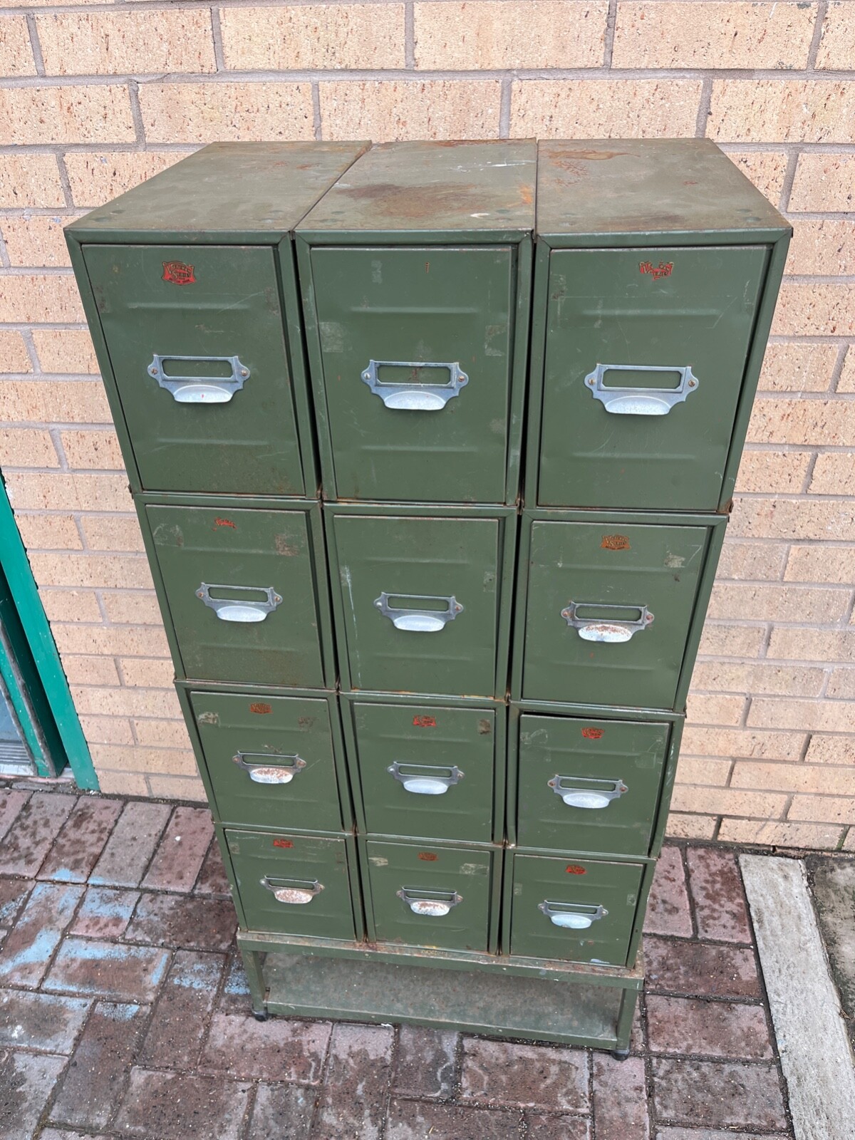 12 Section Veteran Series Large Metal Green Filing Vintage