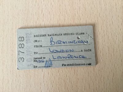 B,T,C, Eisenbahn. Ticket, (. Birmingham. To. London, 62, ) Da-29