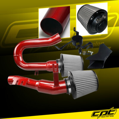 For 07-10 BMW 335i 3.0L L6 E90/E92/E93 Red Cold Air Intake + Black Filter Cover