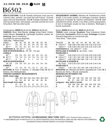 OOP MENS JACKET HISTORICAL FANTASTIC BEASTS HARRY POTTER PATTERN BATTERICK B6502 - Picture 3 of 7