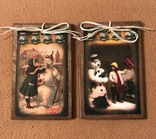 5 Handcrafted Wooden Christmas Ornaments / Christmas Hang Tags SET2S