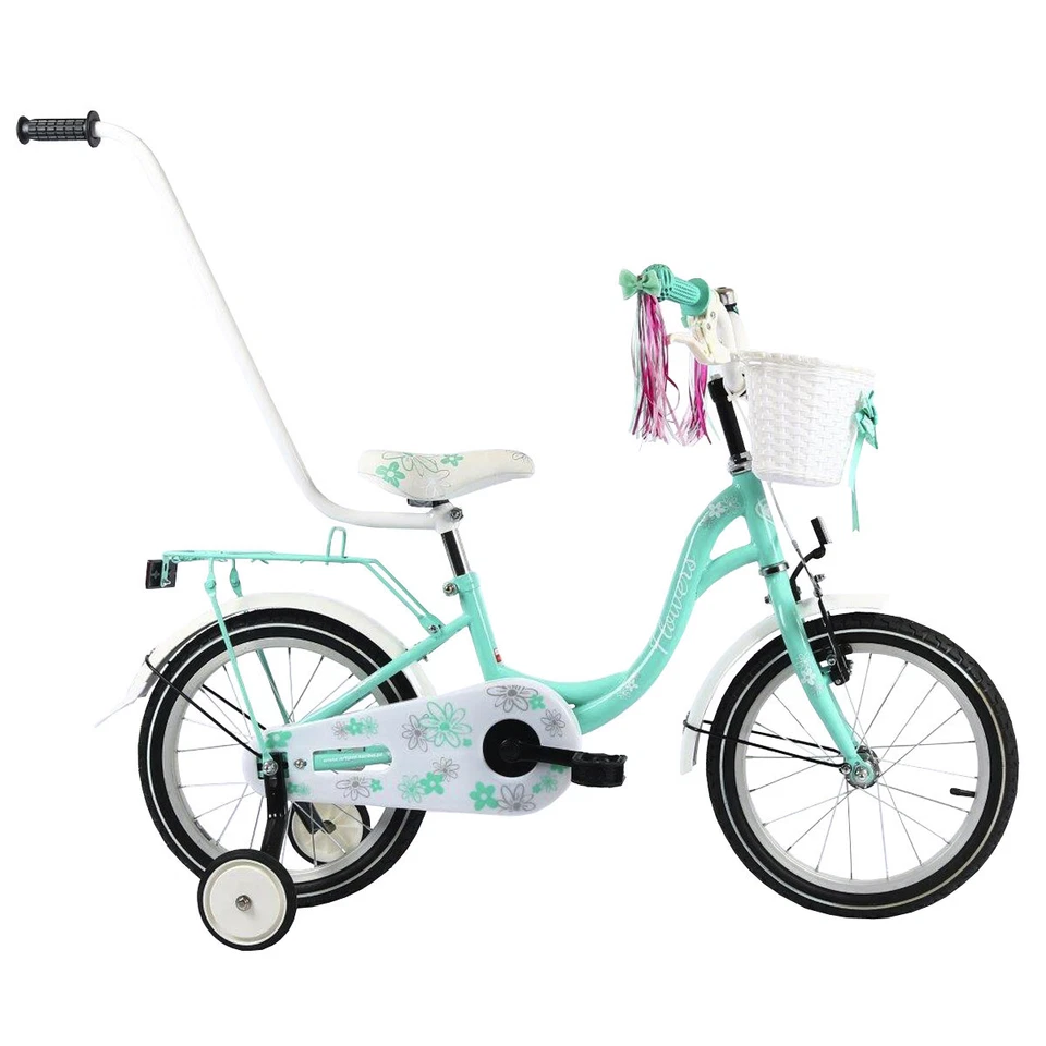 FLOWERS Kinderfahrrad 16" Mädchenfahrrad Kinder Rad Bike Spielrad - Grün