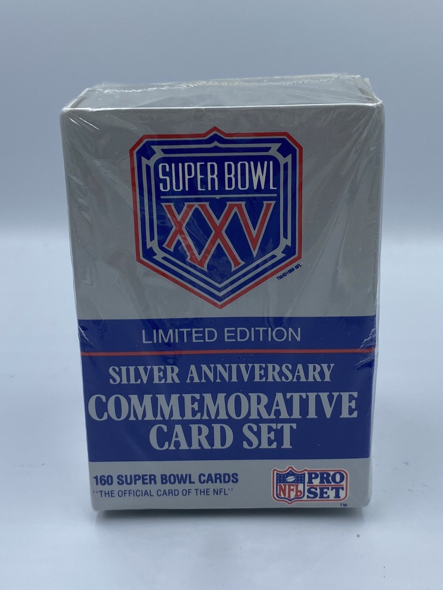 super bowl 25 limited edition silver anniversary commemorative card set Proset Super Bowl XXV Silver Anniversary Commemorative Factory Sealed Card Set