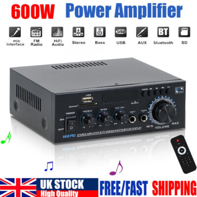 Amplificatore Stereo AK45Pro Con Bluetooth 5.3 – 400W, 2.0 Canali, USB/SD/FM, 2 Ingressi Microfono, Telecomando