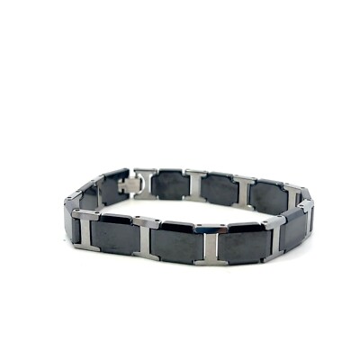 SHR & Simmons Tungsten & Black Ceramic 10mm Bracelet