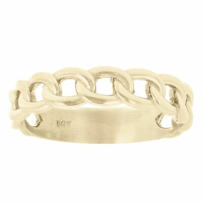 14k Yellow Gold Cuban Link Ring Chain Stackable Ring Band 5mm Size 9 - 3.6 grams