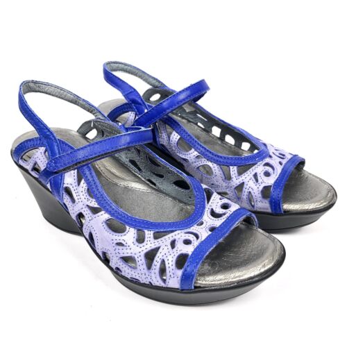 Naot Navy Blue Deluxe Leather Tall Wedge Heel Sandals Cutout Womens 36 EU 6 US | eBay