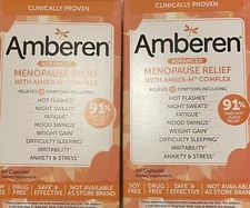 2 Boxes Amberen Menopause Relief Capsules 60-Count Exp:04/26