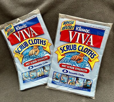 2 Packages Vintage 1996 Kleenex VIVA Scrub Cloths  Discontinued NOS