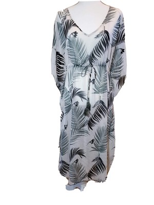palm print beach cover up
