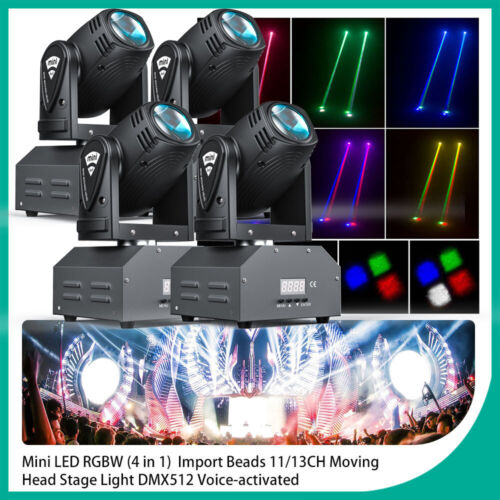 4Stk Mini Beam DMX LED Beam Moving Head RGBW 50W Bühnenbeleuchtung dj Party Show - Afbeelding 1 van 39