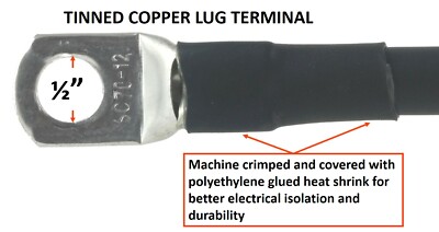 200 Amp Ground Clamp Welding Lead Terminal Lug Connector #2 AWG cable 75 FEET. e