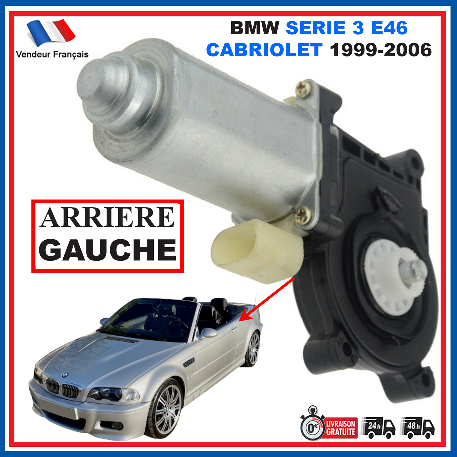 Moteur de Vitre Arrière Gauche BMW E46 Cabriolet : Idéal pour Rouler Décapoté en 320 Ci