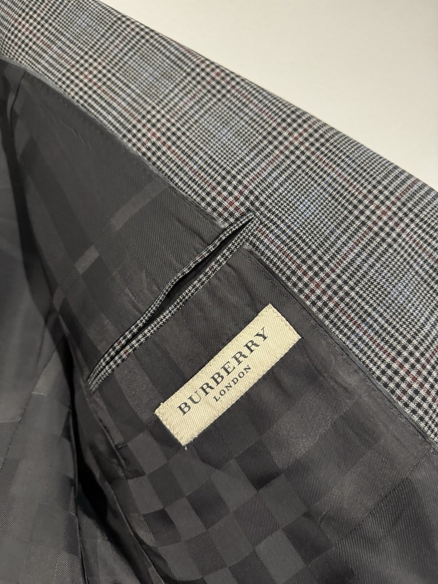 BURBERRY LONDON MILBURY Gray Check Mens Blazer Jacket 56 / 46 R