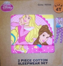 Pajama Set Princess Pink Disney 2pc Cotton Toddler Girl size 4T New