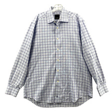 David Donahue Dress Shirt Men's 16 34/35 Blue Plaid Office Preppy Normcore Corp