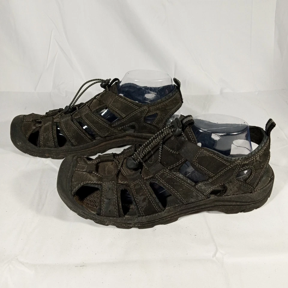 Sandálias esportivas masculinas Merona sapatos pretos cadarços elásticos caminhada caminhada 10,5 - Imagem 4 de 4