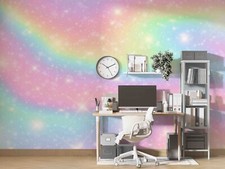 Carta da parati 3D cielo stella colori arcobaleno pittura murale fotomurale a...