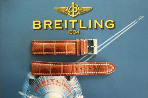 EXOTIC BREITLING 20-18 522P BROWN CROCODILE WATCH BAND WATCHBAND BRACELET STRAP