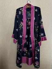 Lauren Ralph Lauren Womens Robe Nightgown Blue Floral Satin Set Size Medium