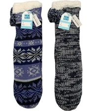 MUK LUKS 2-Pack Shea Butter Chunky Slipper Socks Navy