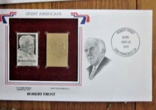 POET  ROBERT FROST  GREAT AMERICAN 22KT GOLD COVER  BIOGRAPHY ON REVERSE