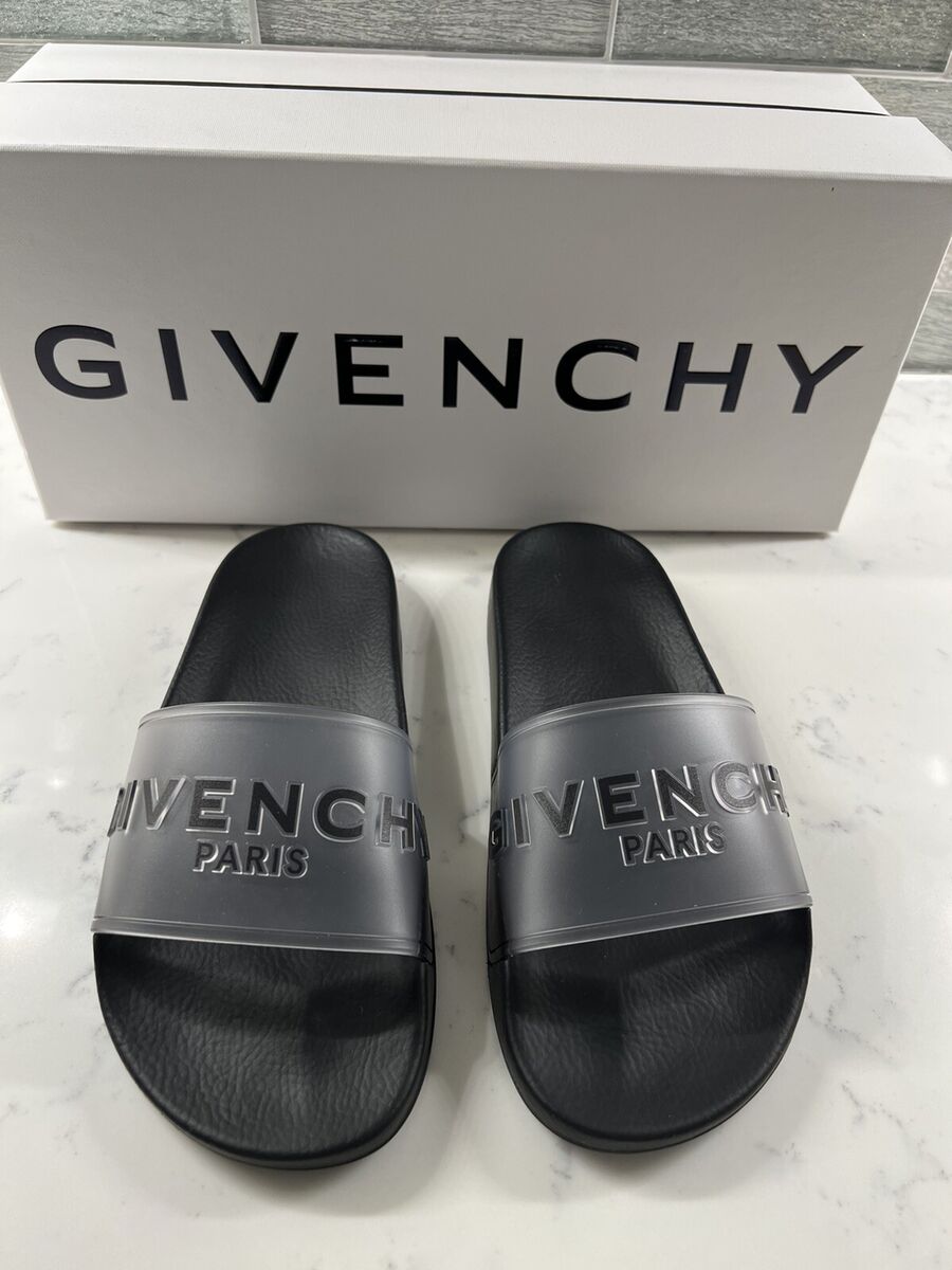 NIB Givenchy Black Clear Rubber Pool Slides Flat Sandals NIB Givenchy Black Clear Rubber Pool Slides Flat Sandals