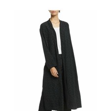 Eileen Fisher Morse Code Black Open-Front Long Cardigan