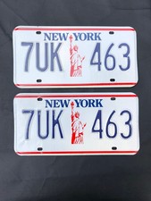 Vintage New York State License Plate Pair/Set Statue Of Liberty