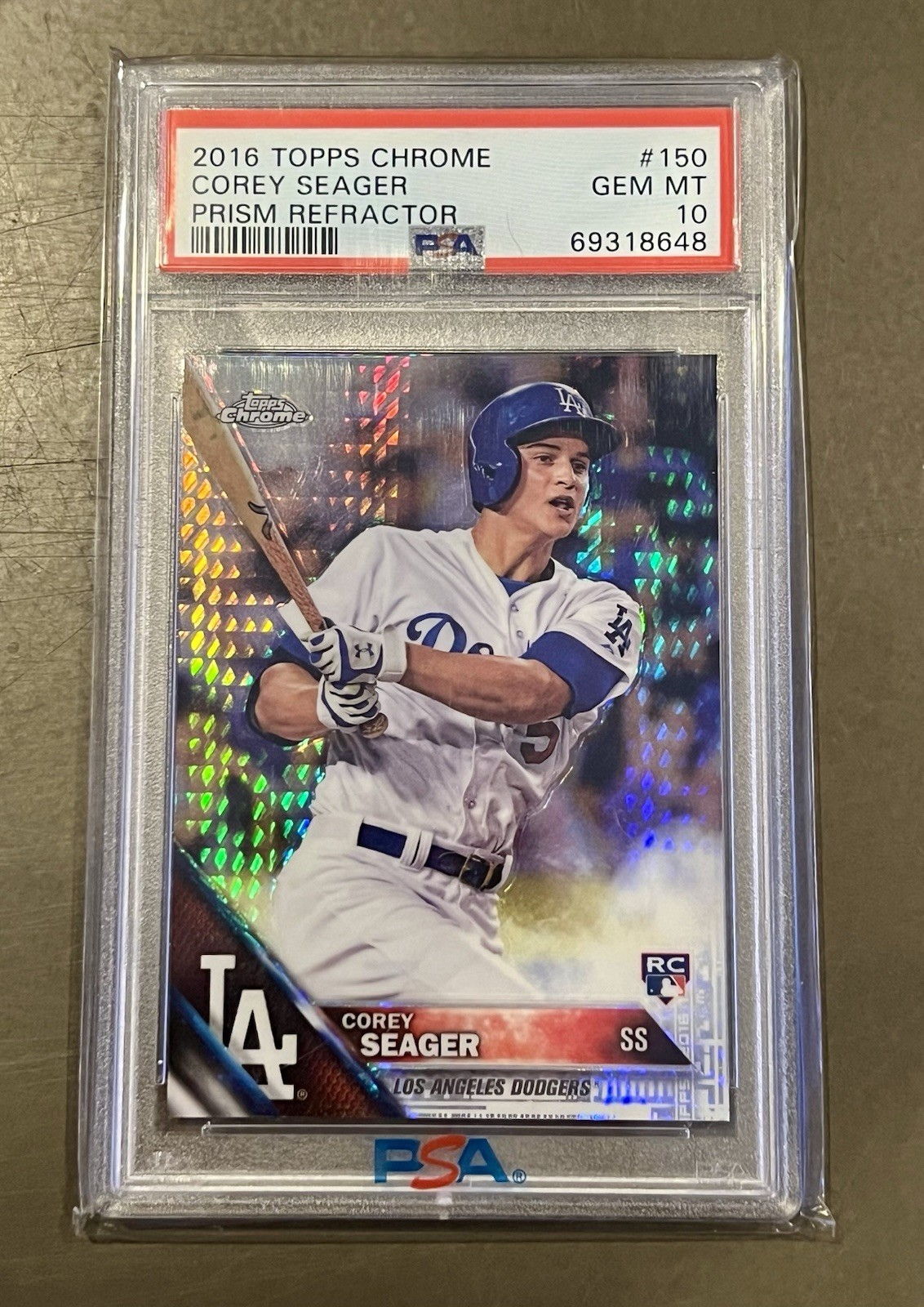 2016 Topps Chrome Corey Seager Prism Refractor #150 PSA 10 Dodgers Rookie