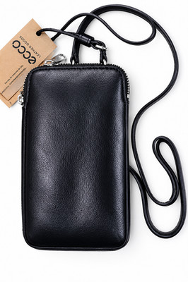 ECCO Leather Crossbody Pillow Phone Bag Black New With Tags & Dust Bag