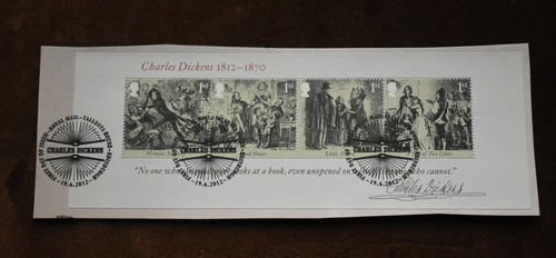 GB 2012 Charles Dickens m/s, Commemorative Stamps On Piece, Used, ex FDC
