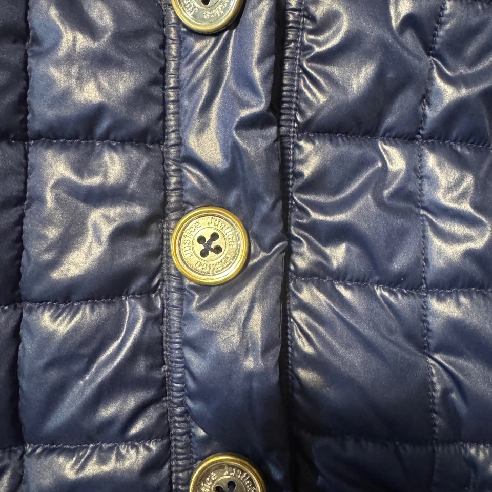 Justice Navy Blue Quilted Hooded Vest with Faux Fur Trim - Girls 14 - Image 4 of 4