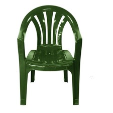 Plastic Garden Chair - Green, Stackable, Woven Back, Indoor/Outdoor Use