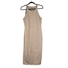 ASOS Tan High Neck Sleeveless Sweater Bodycon Maxi Dress Size 14