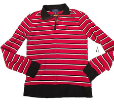 Polo Ralph Lauren Boys L 14-16 Striped Quarter Zip Pullover Polo Sweater Shirt