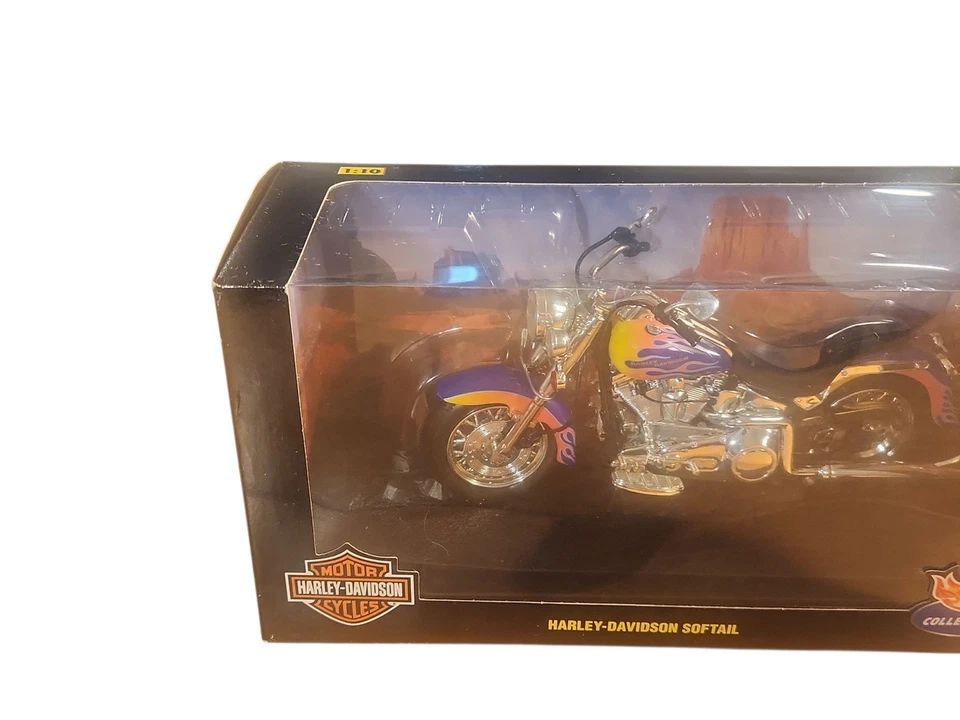 Hot Wheels 1999 Harley Davidson Softail, Purple w/Flames 1:10 Diecast New Sealed - Image 4 of 4