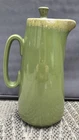 Mid 20th Century MCM Hull Usa Pottery Green Drip Glaze Pitcher/Carafe W/ Lid 11"