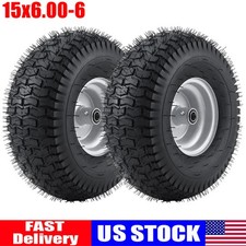2 Pack 15x6.00-6 Lawn Mower Tire Wheel 15x6-6 Front Replacement Tire 15x6.00-6