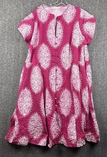 eShakti Wayward Fancies Dress Pink White Medallion Paisley Cotton Button Front