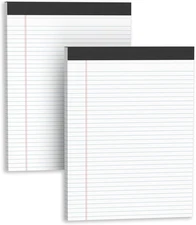 Legal Pads 8.5 X11, Narrow Ruled Notepads, 2 Pack, 50 Sheet/Pad, White Legal Pad