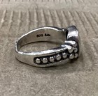 Vintage Webbed Turquoise Sterling Silver Band Ring / Size 7 — photo 4