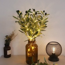Battery LED Lit Olive Leaf Twig Branch Indoor Foliage Lights Home Decor