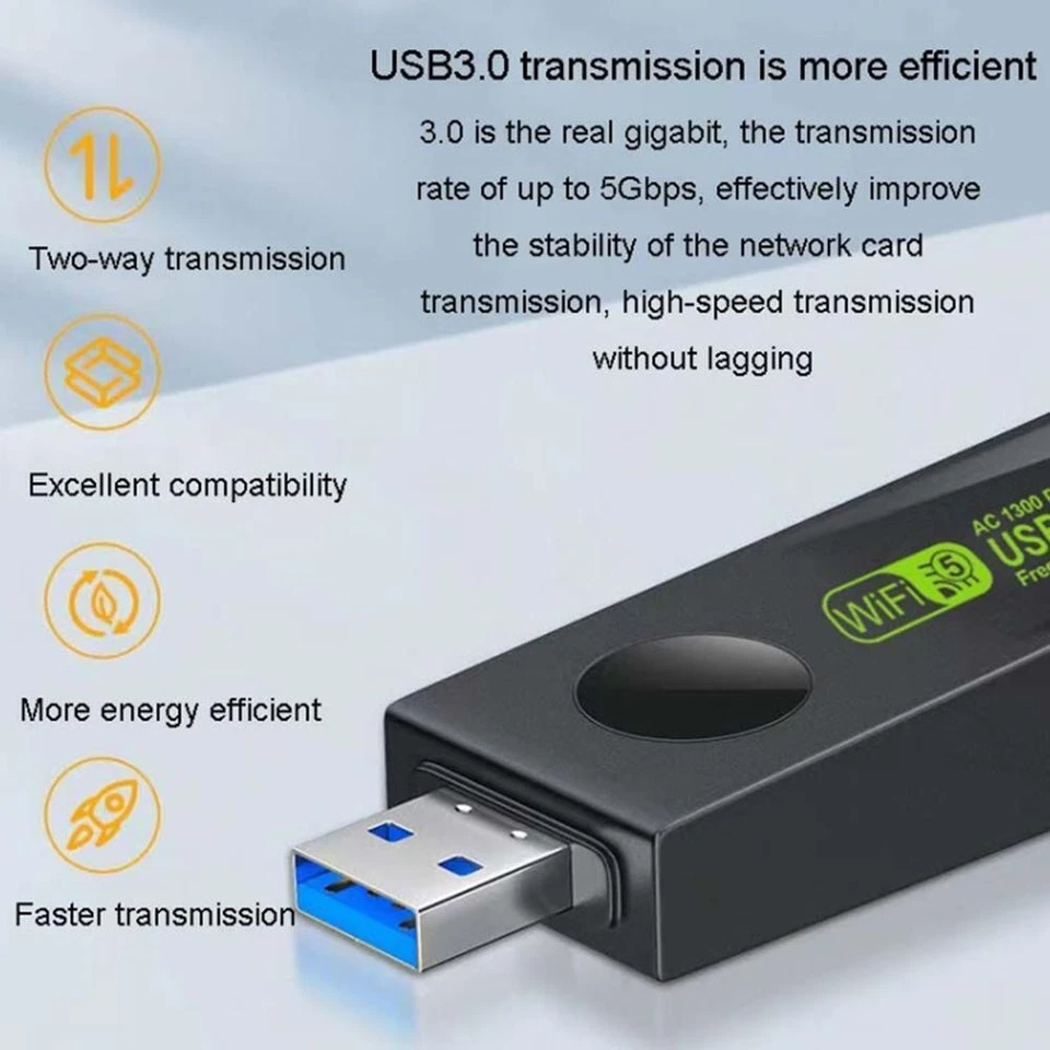 600/1300Mbps WiFi USB Adapter Dual Band 2,4G/5Ghz Wi-Fi в D Heißer Dongle  T1K2 - Image 4 of 4